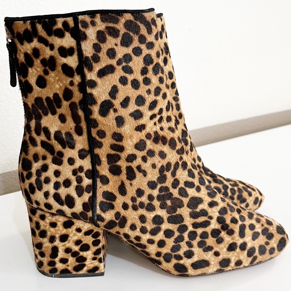J. Crew Leopard Print Calf Hair ankle booties size 7